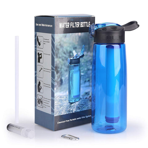 Portable Water Filter Bottle for Daily Use Survival,Travel,Camping,Hiking