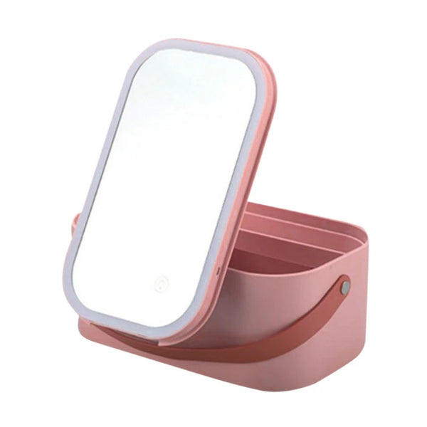 Makeup Travel Case with Led Lights Mirror Handle