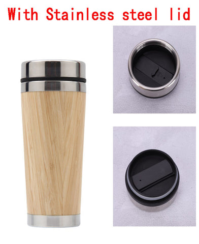 450ml Bamboo Travel Tumbler Stainless Steel Coffee Mug