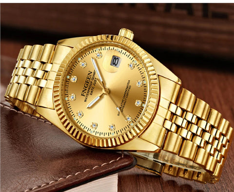 FNGEEN Men's Quartz Gold Luxury Waterproof Date Wrist Watch