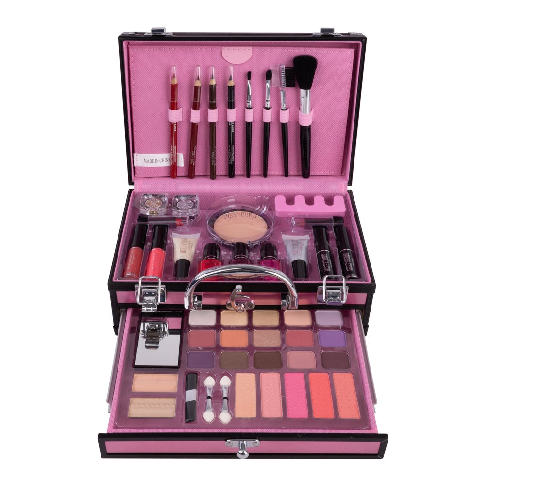 Pink Train Case Professional Makeup Kit