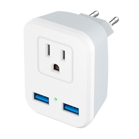 European Travel Plug Adapter Type C converter Dual USB for US to EU outlets