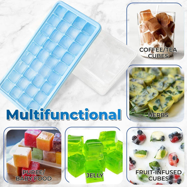 Ice Cube Tray Safety Cube Advanced for Freezer with Scoop and Cover USA