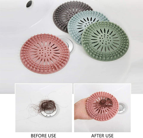 4X Floor Strainer Silicone Hair Catcher Shower Drain Kitchen Sink Bathroom Cover