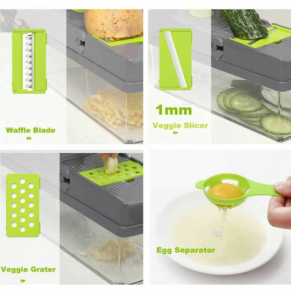 14-In-1 Vegetable Fruit Chopper Food Onion Veggie Dicer Slicer Cutter Kitchen