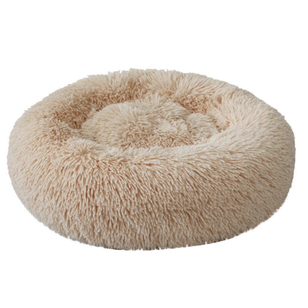 Donut Plush Pet Dog Cat Bed Fluffy Soft Warm Calming Bed Sleeping Kennel Nest