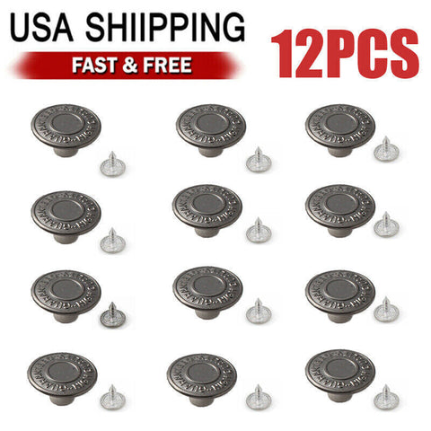 Jean Button Pins, 3/4 inch No Sew Instant Replacement Combo Copper Tack (12 pcs)