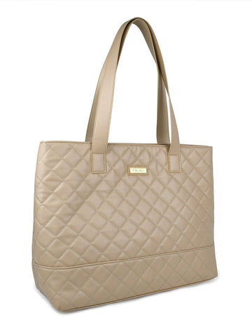 Anne Quilted Tan Large Tote
